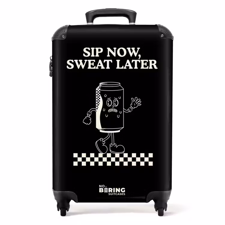 Valise - Noir - Blanc - Boîte de conserve - Motif d'échiquier — 1