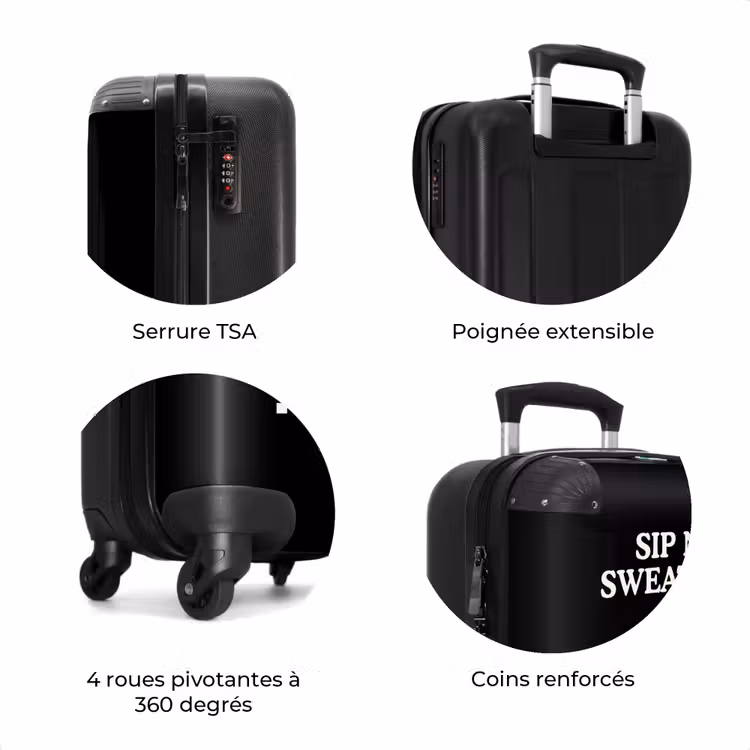 Valise - Noir - Blanc - Boîte de conserve - Motif d'échiquier — 8
