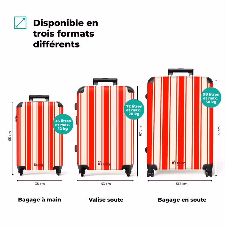 Valise - Rayures verticales - Rouge - Blanc — 1