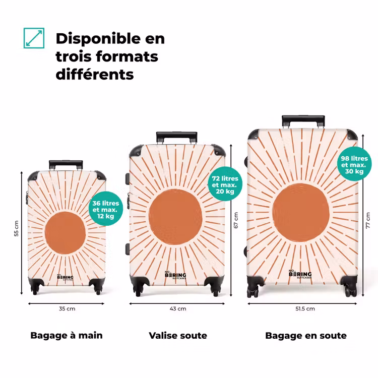 Valise - Soleil - Rayons - Abstrait - Terre cuite - Moderne — 3
