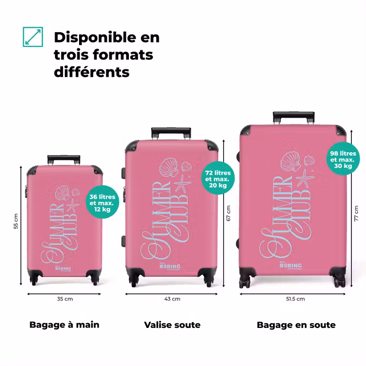 Valise - Summer club - Coquillages - Rose - Bleu — 1