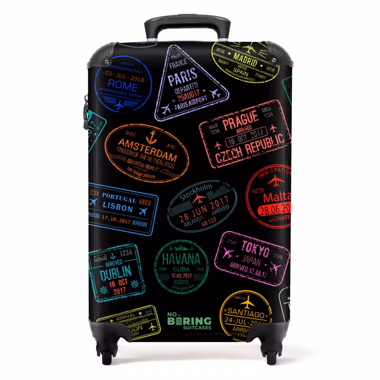 Valise - Tampons de passeport - Colorés - Noirs — 1