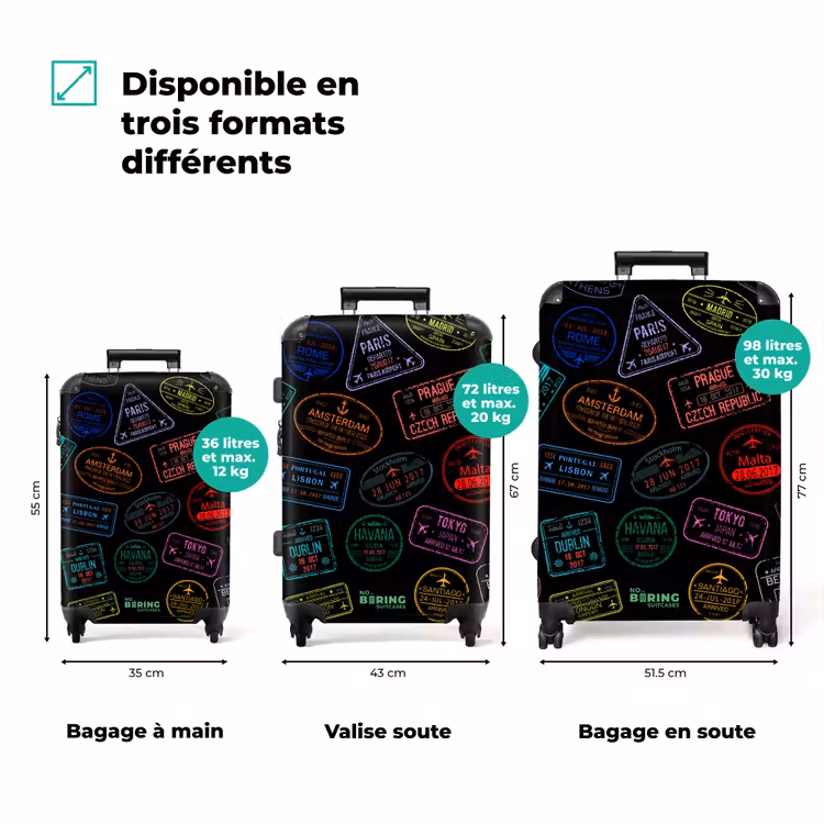 Valise - Tampons de passeport - Colorés - Noirs — 3