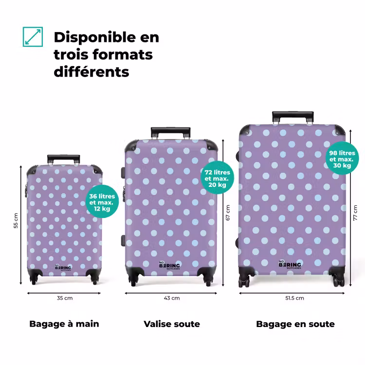Valise - Violet - Bleu - Géométrique - Points - Polka Dot - Motif — 1