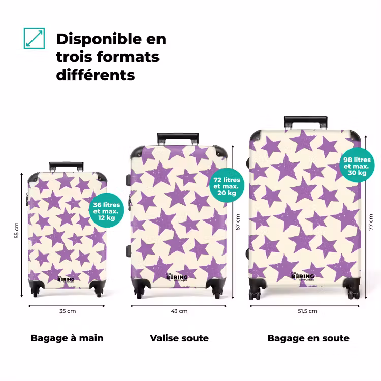 Valise - Violet - Géométrique - Étoiles - Tampon - Motif — 1