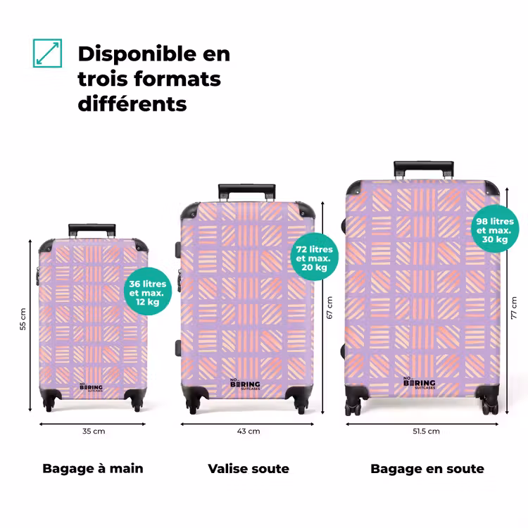 Valise - Violet - Rose - Géométrique - Rayures - Blocs - Motif — 1