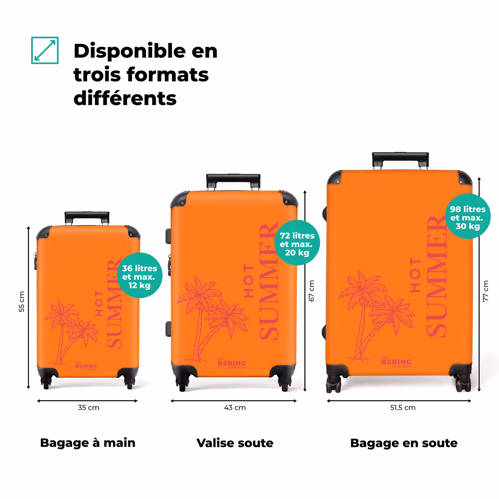 Valise - Palmiers - Orange - Rose — 1