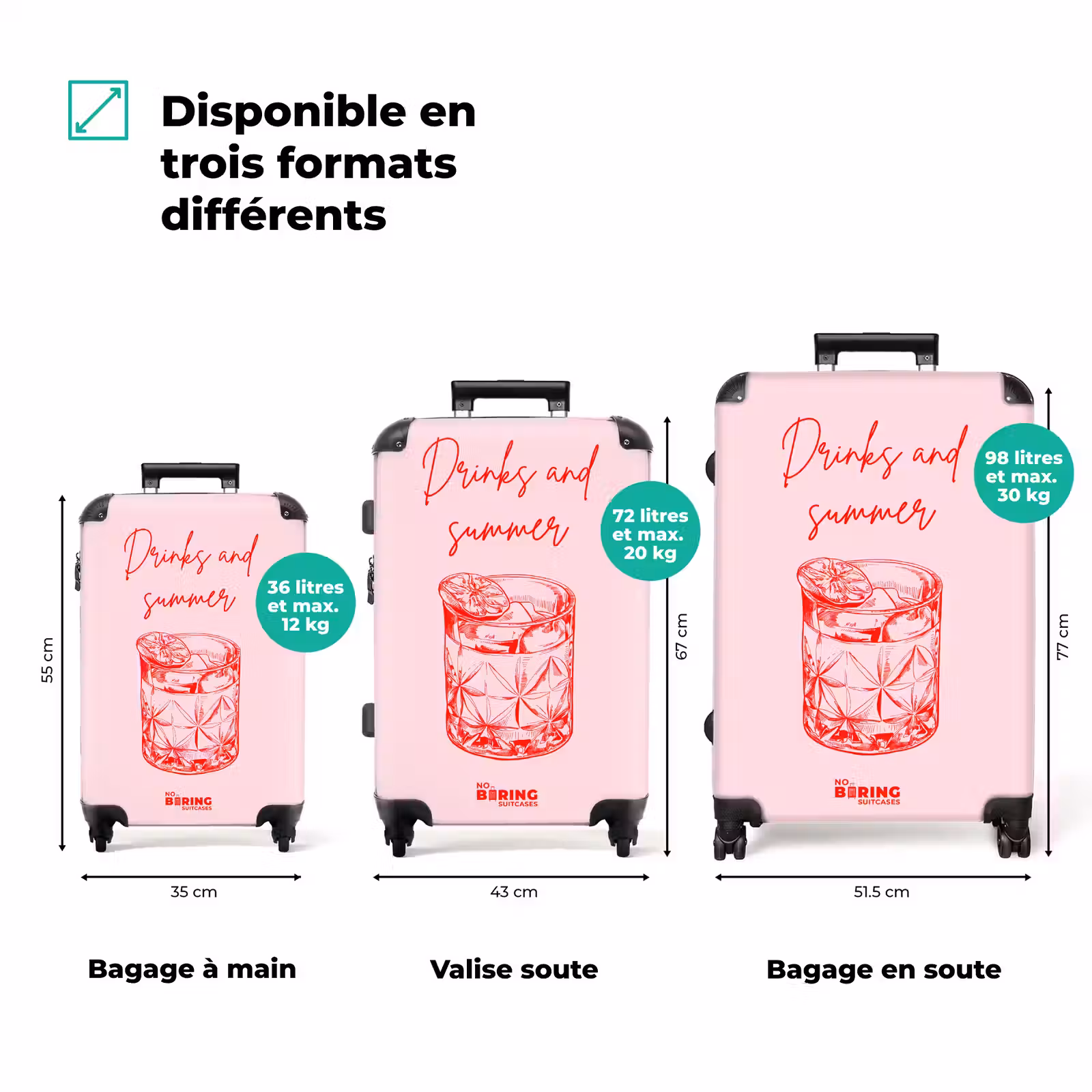 Valise - Verre à cocktail - Rose - Rouge — 1