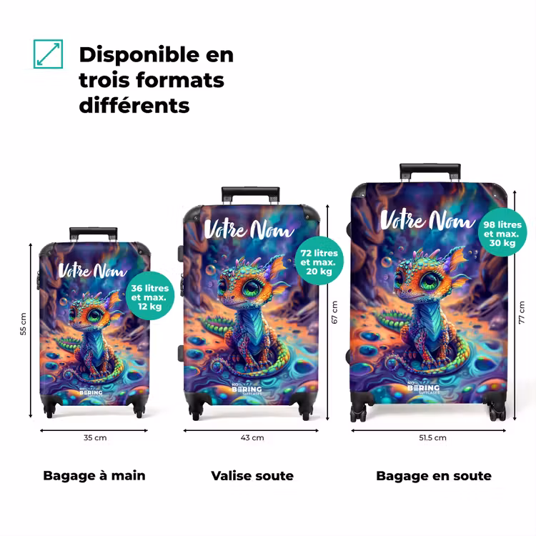 Valise avec nom - Dragon saphir orné — 3