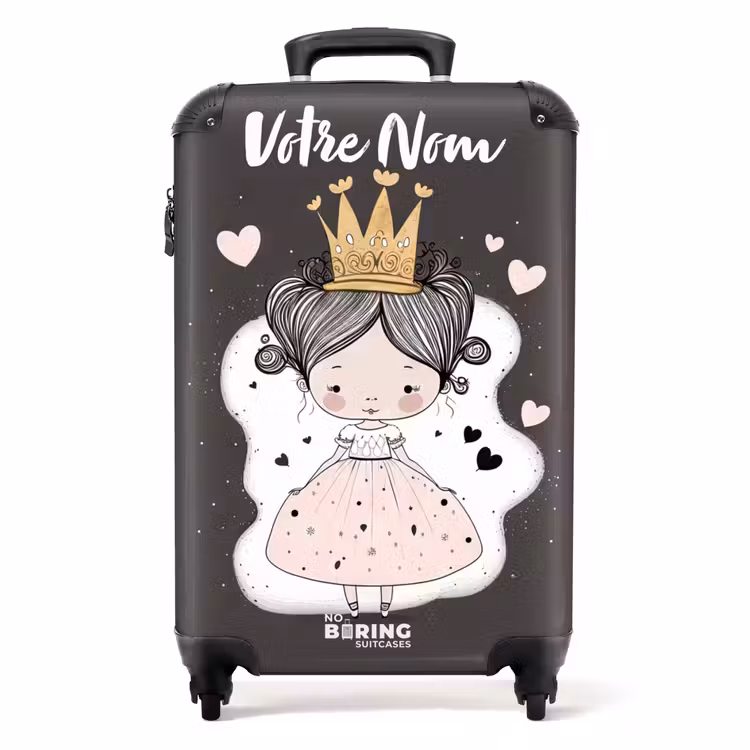 Valise avec nom - Petite princesse sur fond noir — 1