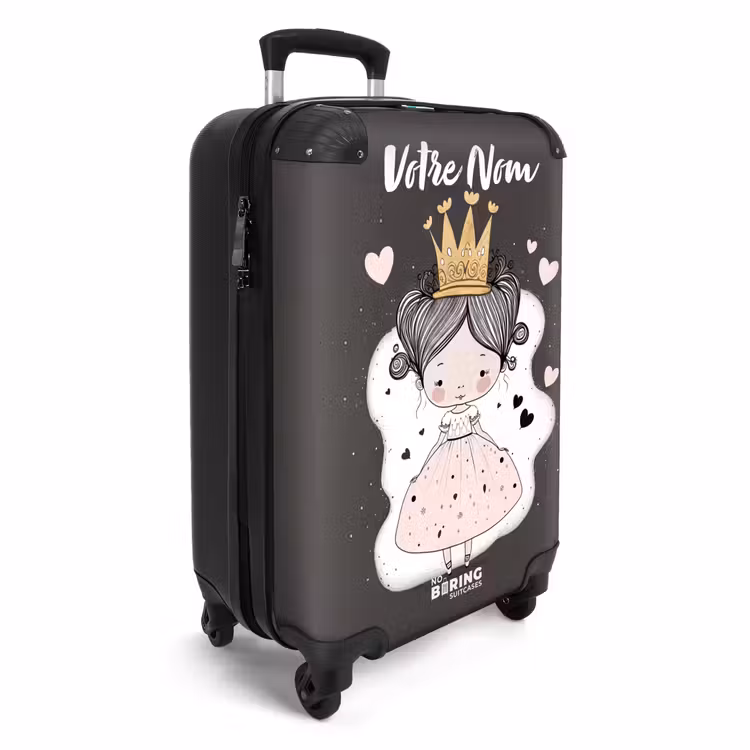 Valise avec nom - Petite princesse sur fond noir — 2