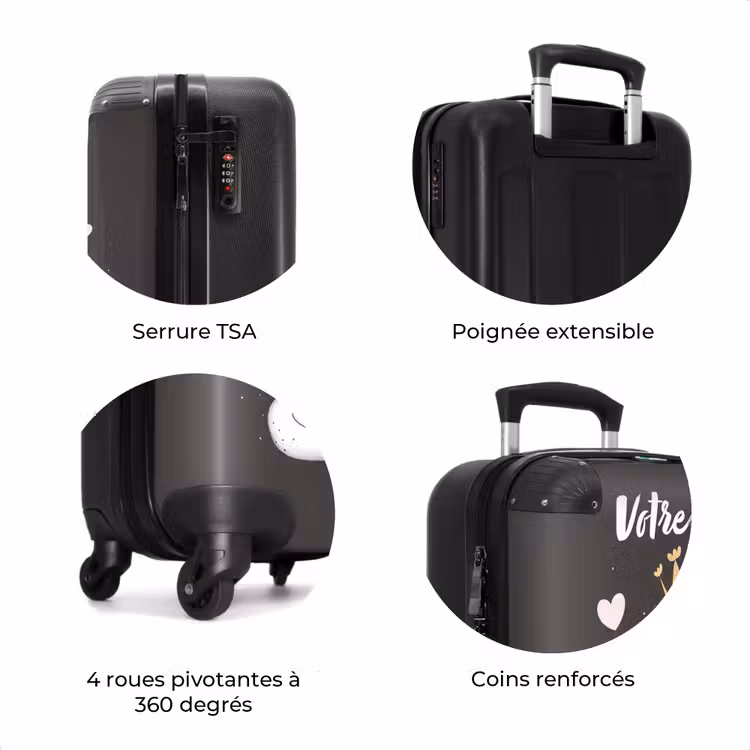Valise avec nom - Petite princesse sur fond noir — 8