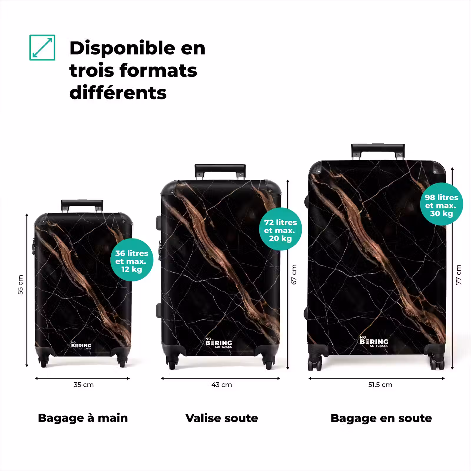 Koffer - Marbre - Or - Motif - Luxe - Noir — 1