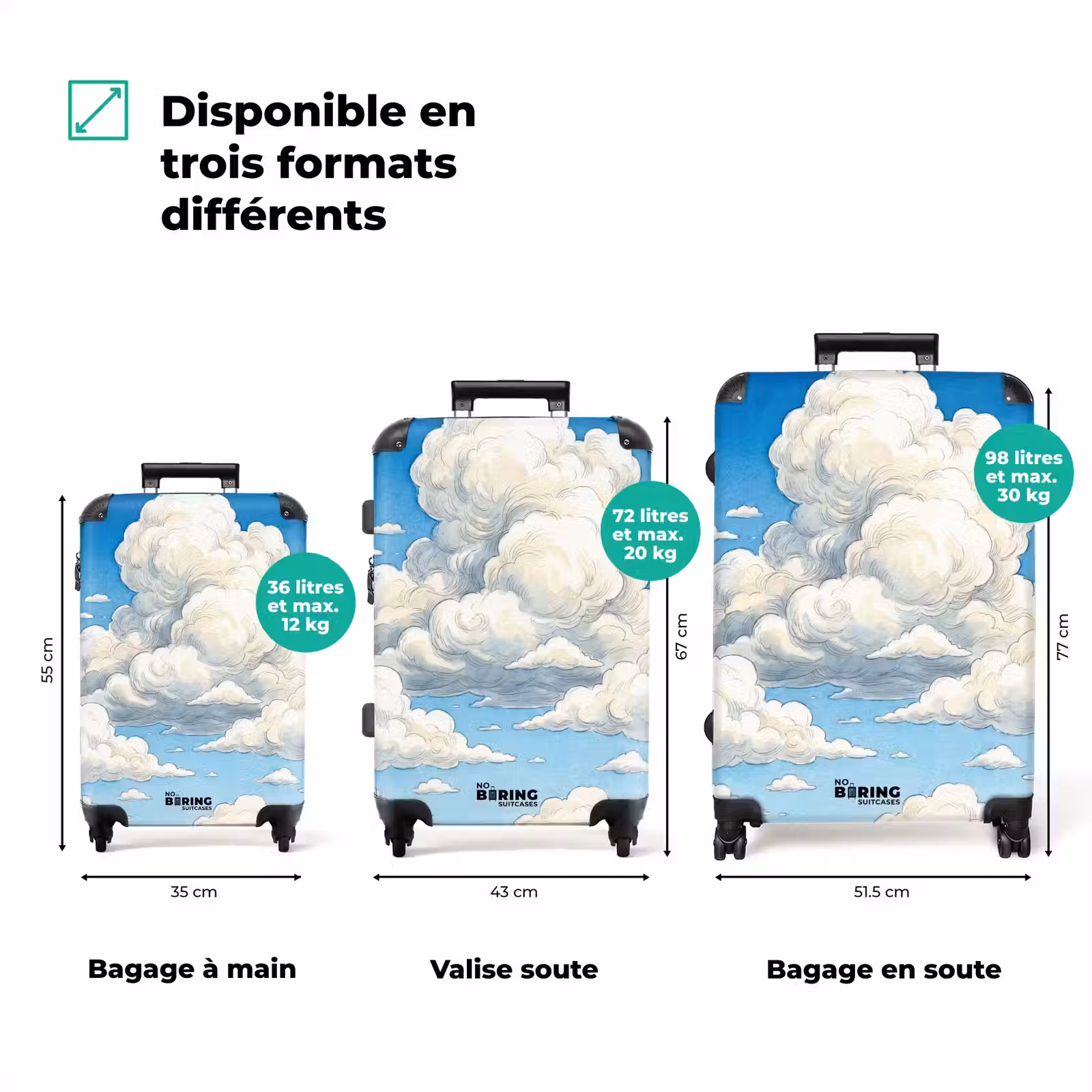 Koffer - Nuages - Ciel bleu - Nature - Moderne - Blanc — 1