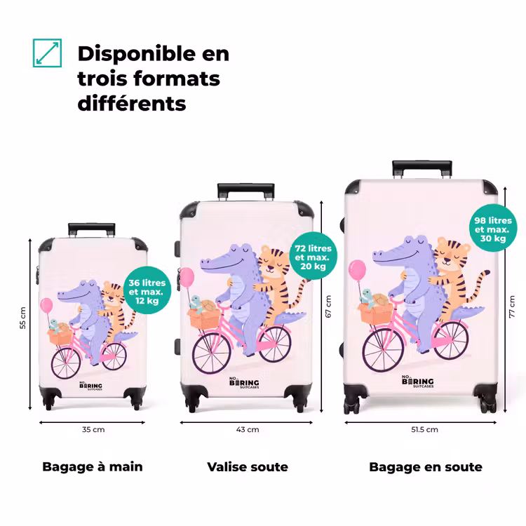 Koffer - Animaux - Vélo - Amitié - Illustration - Rose — 3