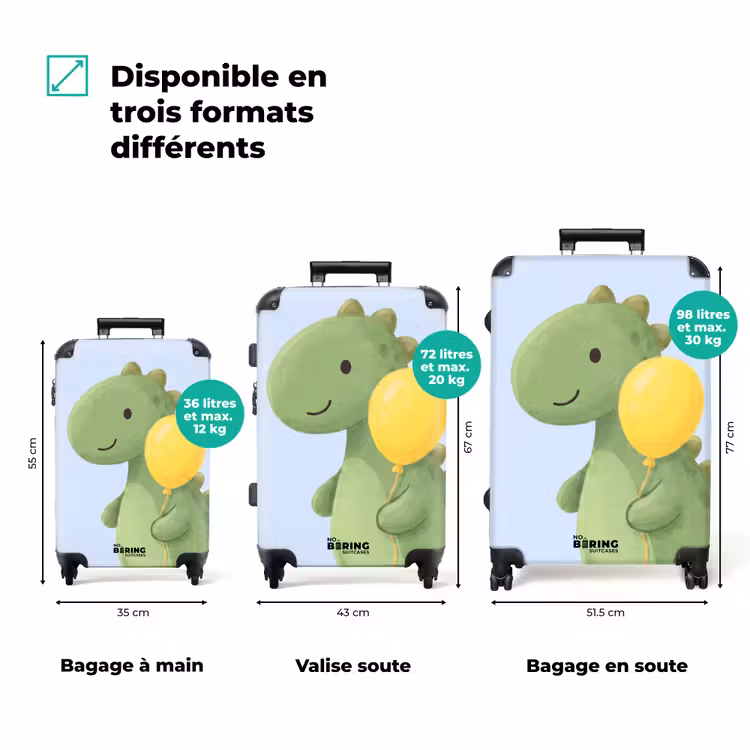 Koffer - Dinosaure - Ballon - Chambre d'enfant - Illustration - Vert — 3