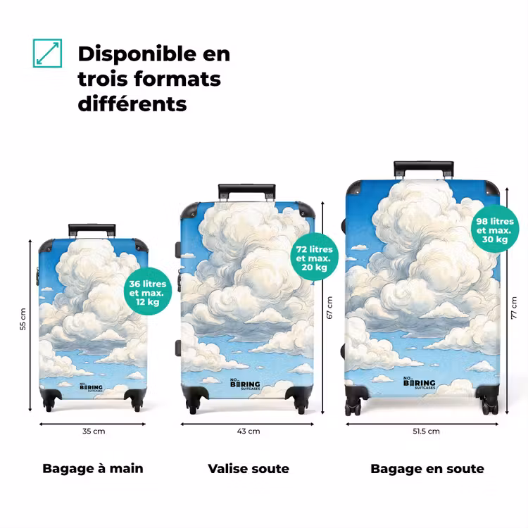 Koffer - Nuages - Ciel bleu - Nature - Moderne - Blanc — 1