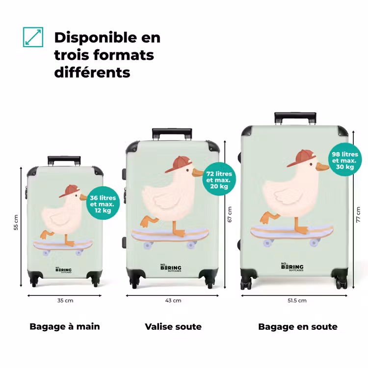 Koffer - Oiseau - Skateboard - Animaux - Dessin animé - Ludique — 3