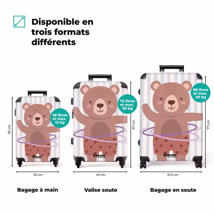 Koffer - Ours - Cerceau - Chambre d'enfant - Illustration - Marron — 3