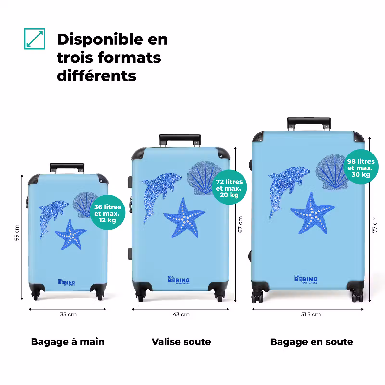 Koffer - Bleu - Dauphin - Coquillage — 1