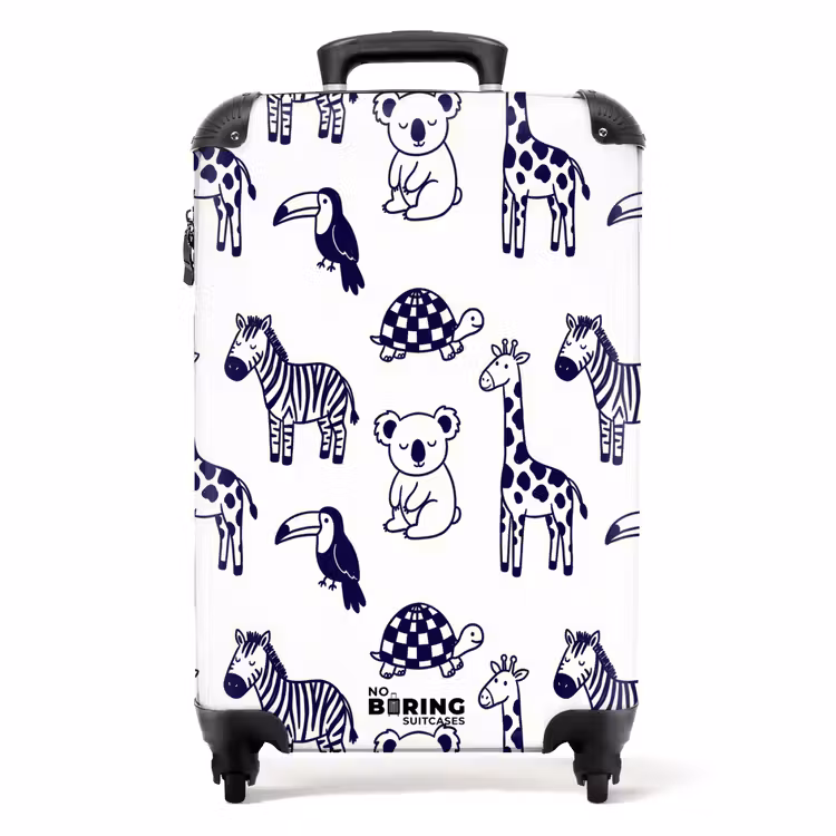 Koffer - Animaux - Motif - Chambre d'enfant - Graphisme - Blanc - Bleu — 1