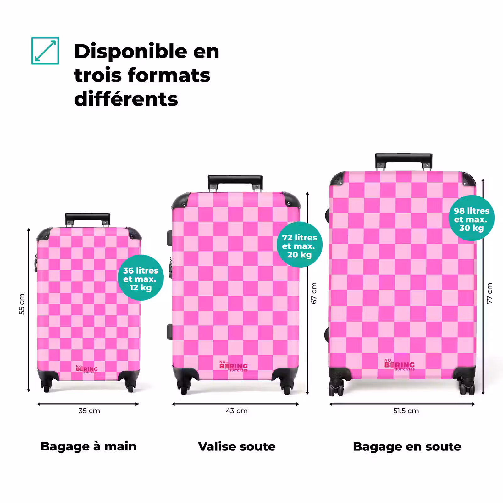 Koffer - Motif d'échiquier - Rose - Motif — 1
