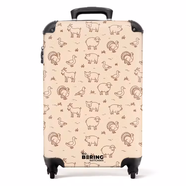 Koffer - Animaux - Motif - Ferme - Minimaliste - Beige — 1