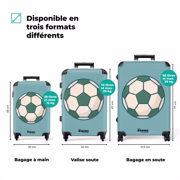 Koffer - Football - Géométrique - Sport - Illustration - Bleu-vert — 3