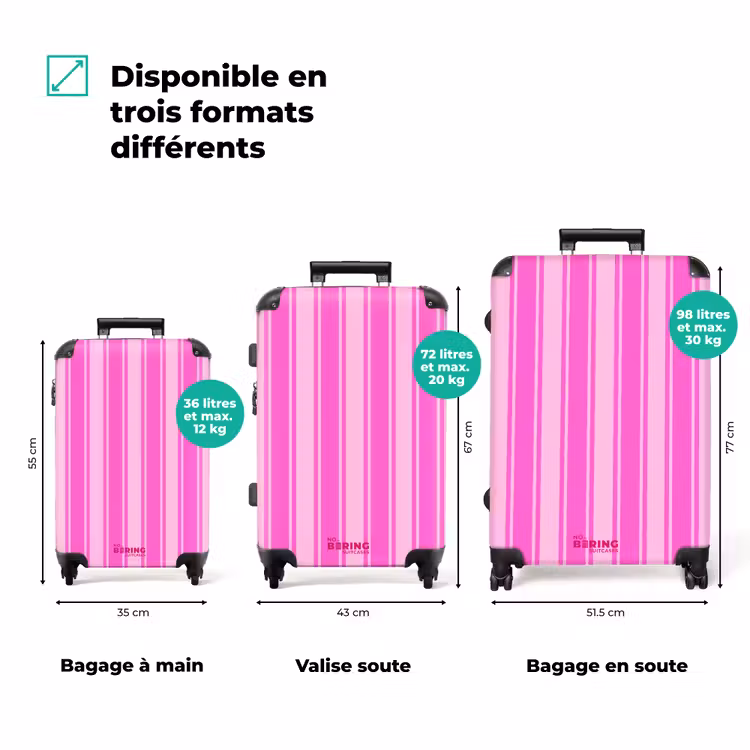 Koffer - Rayures verticales - Rose - Motif — 1