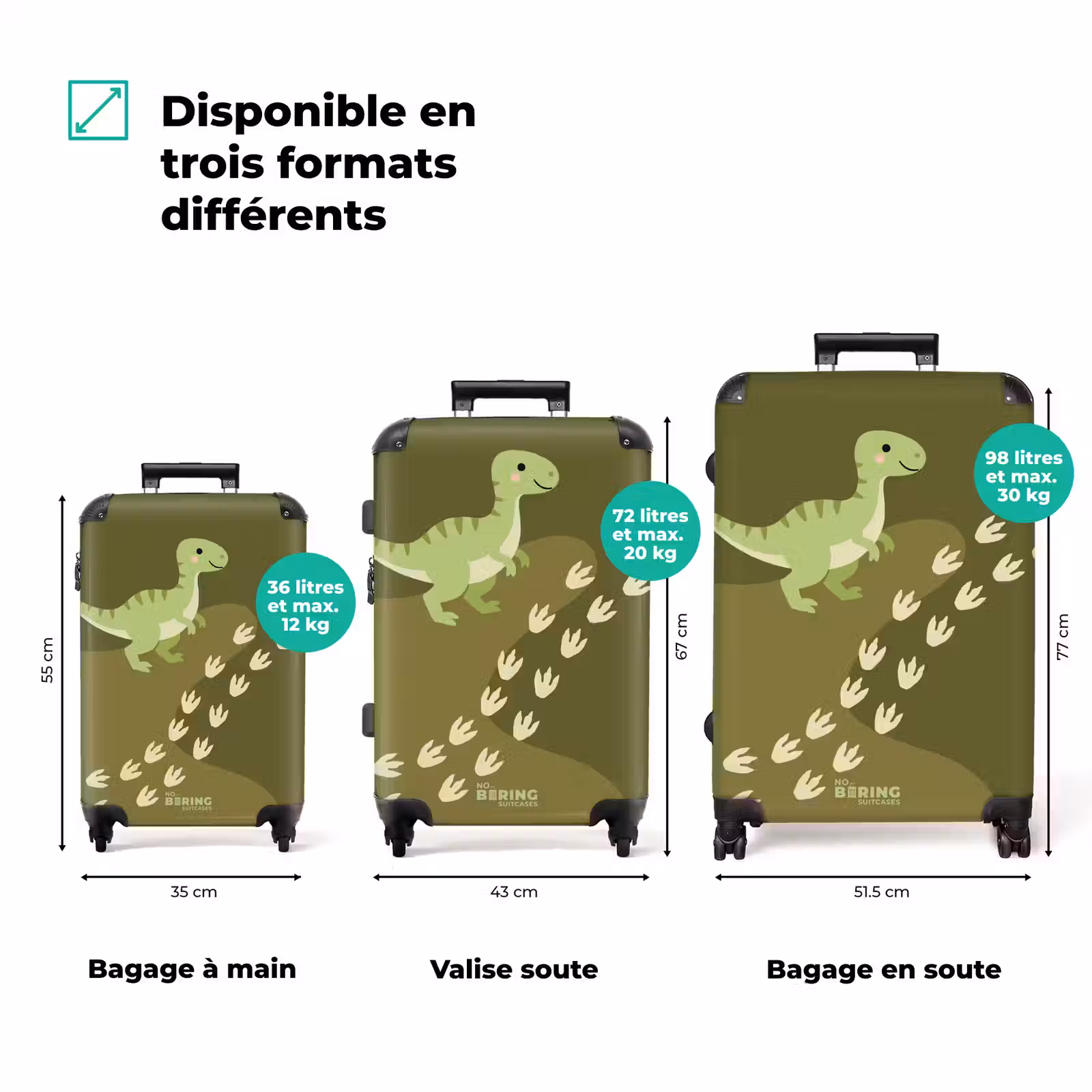 Koffer - Dino - Empreintes - Vert — 1