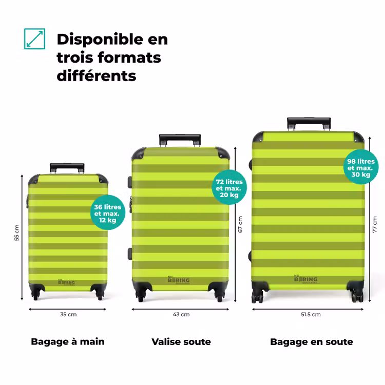 Koffer - Rayures horizontales - Vert clair - Vert foncé — 1
