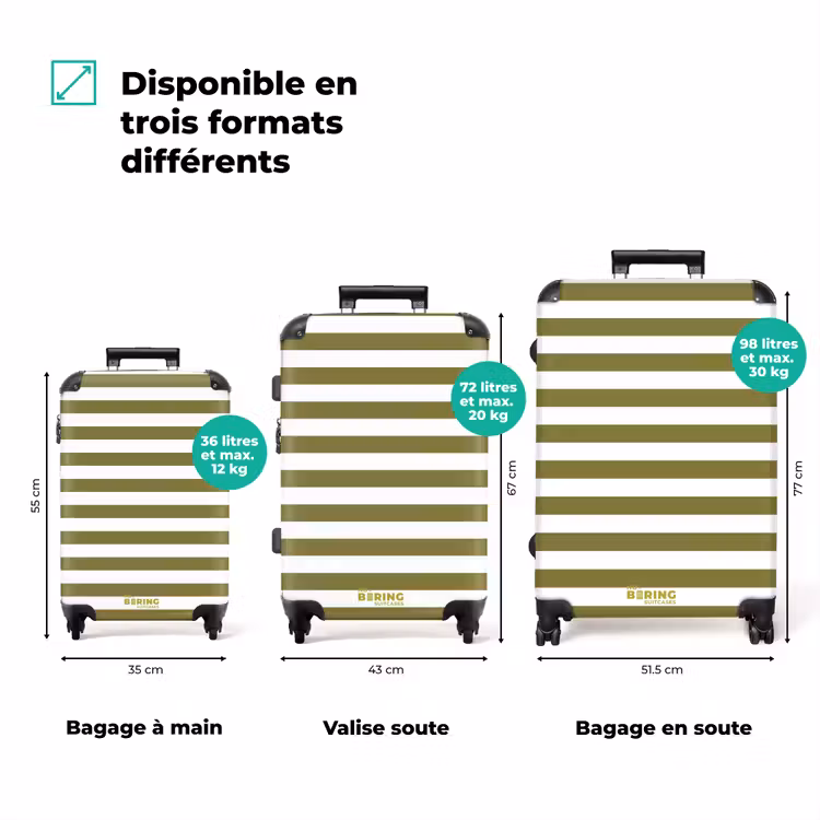Koffer - Rayures horizontales - Blanc - Vert — 1