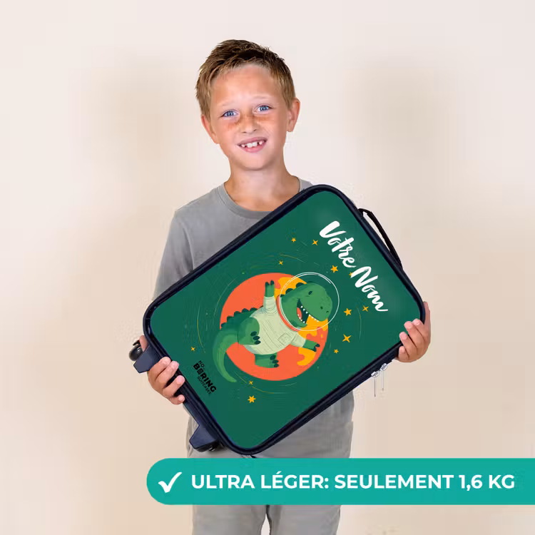 Valise enfant avec nom - Dino - Planète - Étoiles - Vert — 2