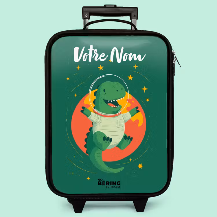 Valise enfant avec nom - Dino - Planète - Étoiles - Vert — 3