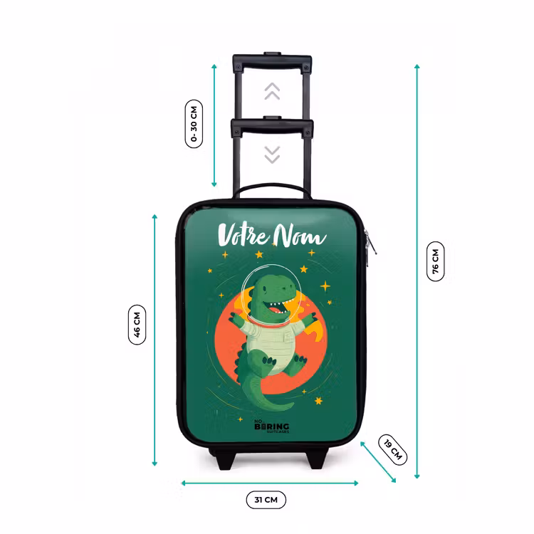 Valise enfant avec nom - Dino - Planète - Étoiles - Vert — 7