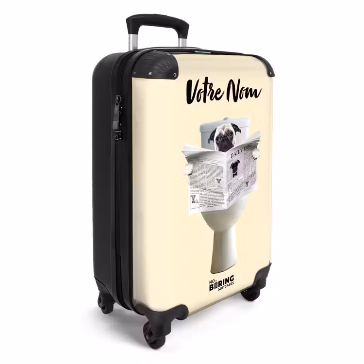 Valise avec nom - Le chien lit le journal — 2