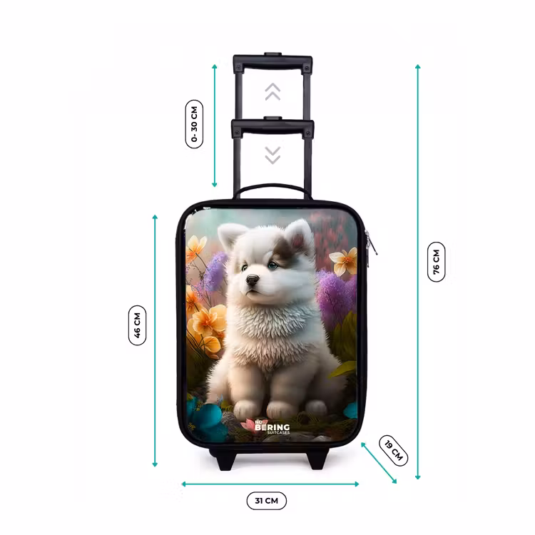 Kinderkoffer - Chiot blanc dans un pré fleuri — 4