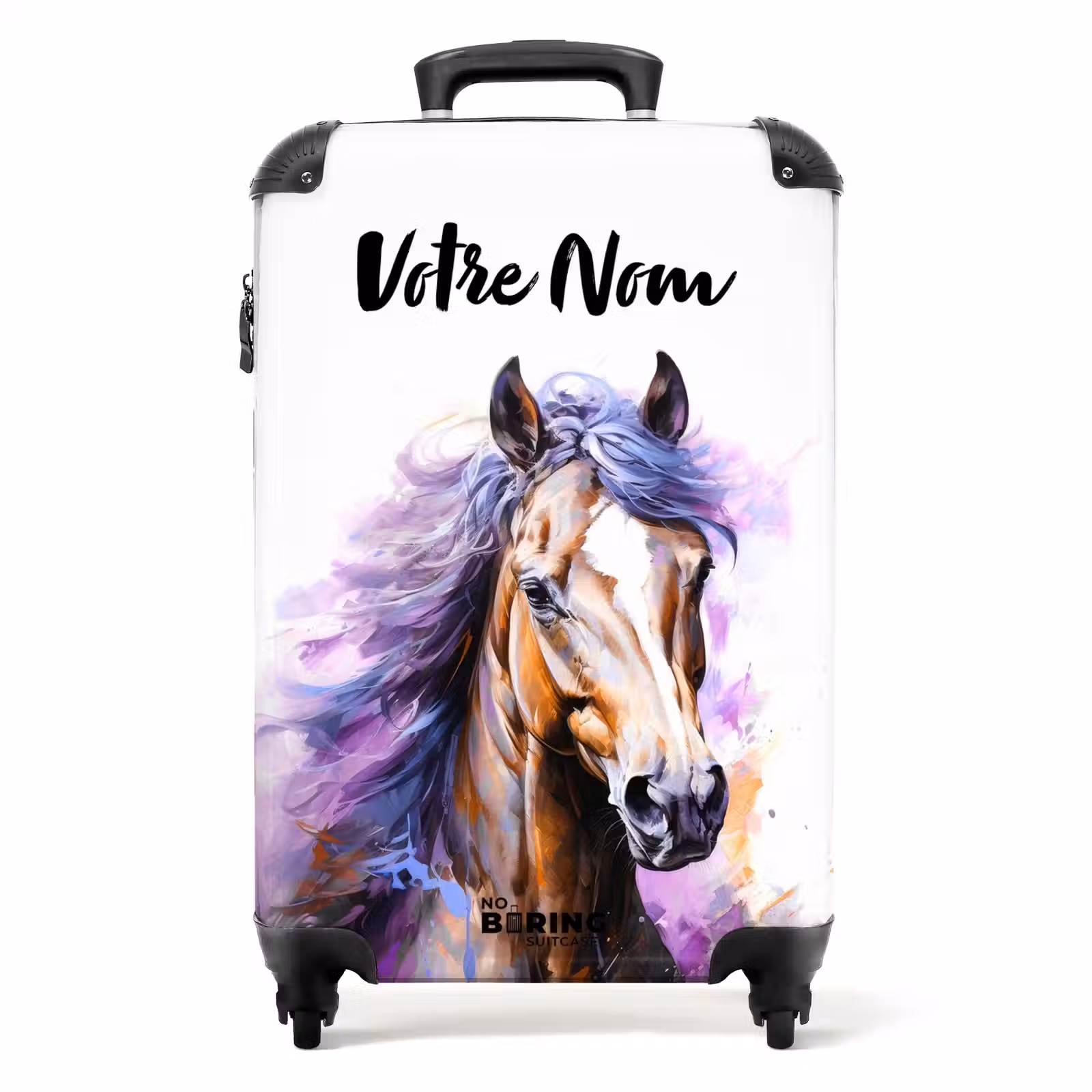 Valise avec nom - Cheval aquarelle avec crinière violette — 1
