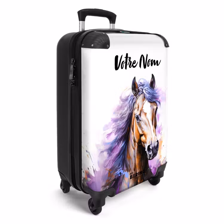 Valise avec nom - Cheval aquarelle avec crinière violette — 2