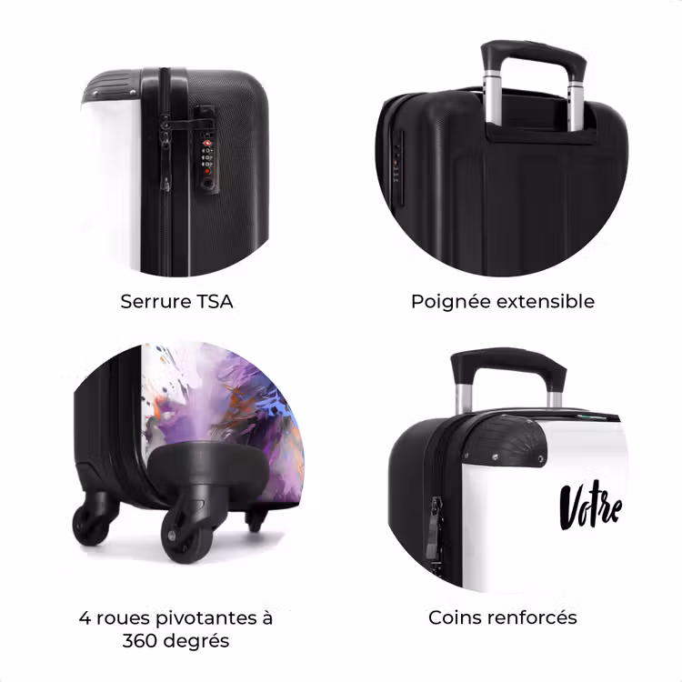 Valise avec nom - Cheval aquarelle avec crinière violette — 8