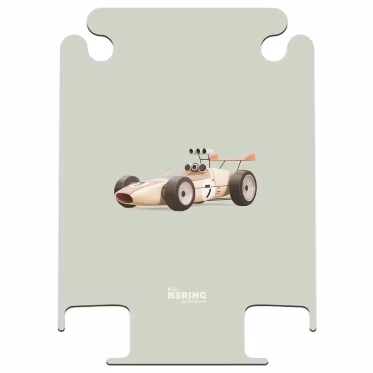 CaseSwap - Voiture de course rétro beige sur fond vert — 1