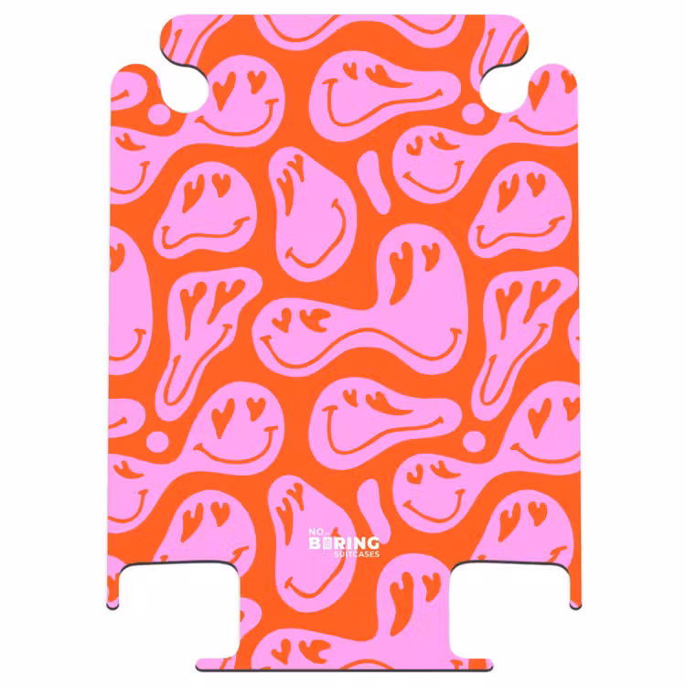 CaseSwap - Figures abstraites avec smiley et yeux en forme de coeur sur fond rouge et rose — 1