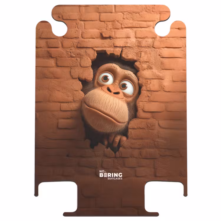 CaseSwap - Un singe aux grands yeux regarde à travers un trou dans un mur de briques — 1