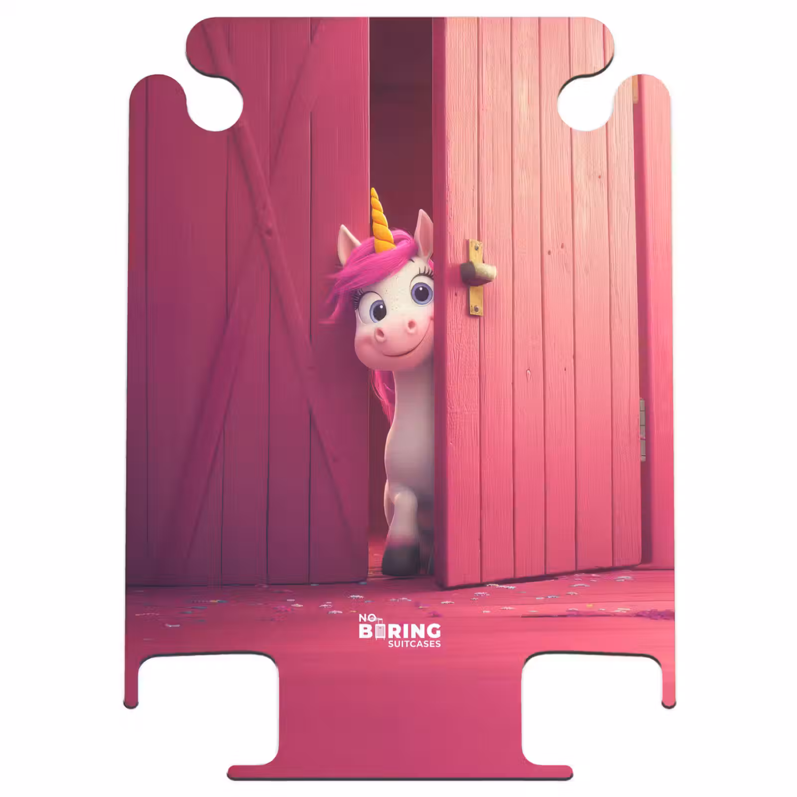 CaseSwap™ - Licorne à la crinière rose derrière une porte rose — 1
