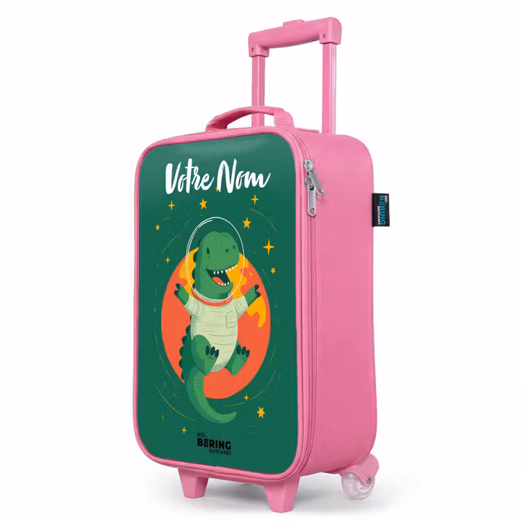 Valise enfant avec nom - Rose - Dino - Planète - Étoiles - Vert — 8
