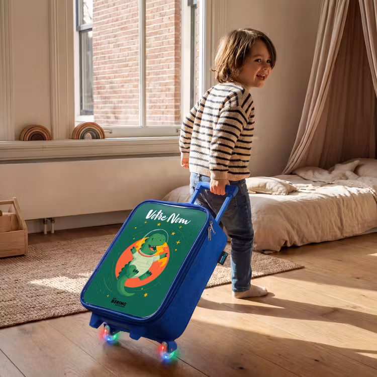 Valise enfant avec nom - Bleu - Dino - Planète - Étoiles - Vert — 2