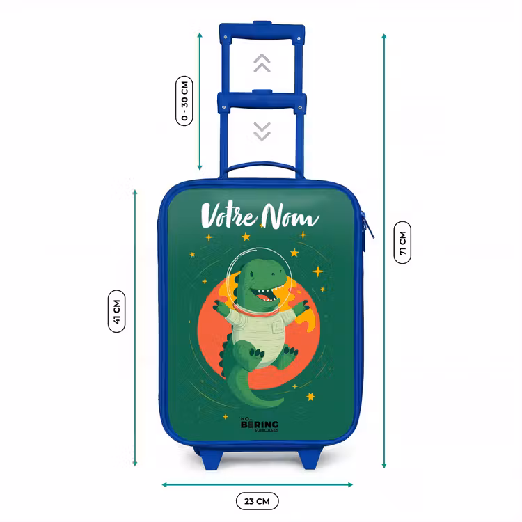 Valise enfant avec nom - Bleu - Dino - Planète - Étoiles - Vert — 6