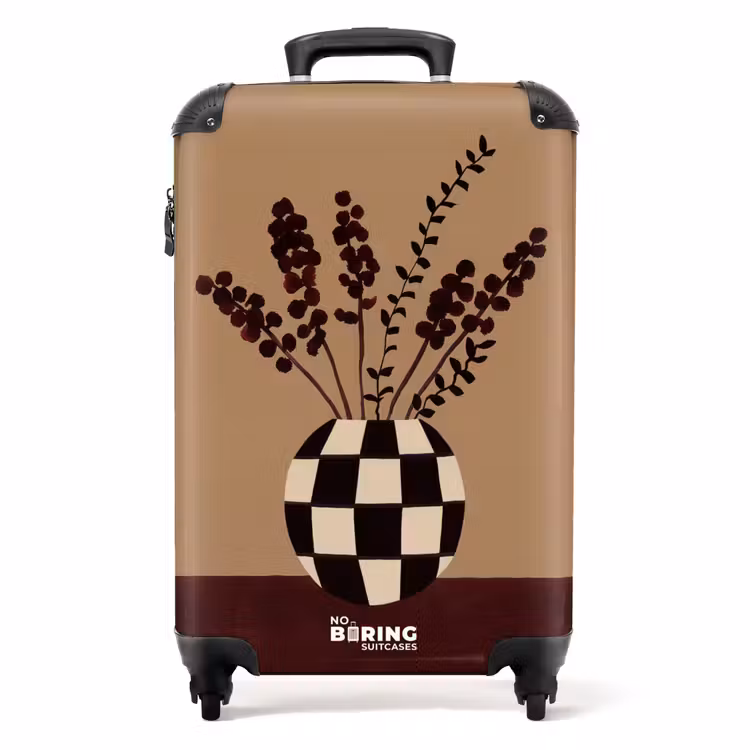 Valise - Minimaliste - Vase - Fleurs - Marron — 1