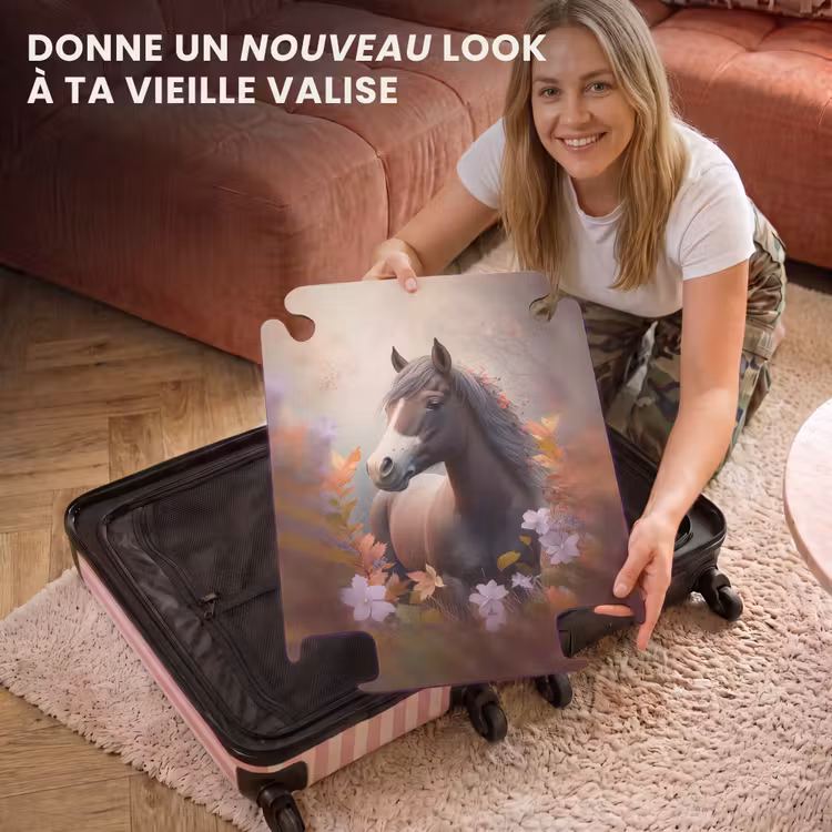 CaseSwap™ - Valise - Cheval - Fleurs - Nature - Violet - Animaux — 3