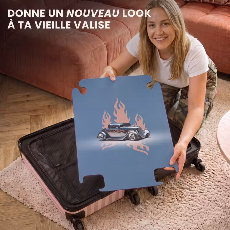 CaseSwap™ - Voiture bleue avec flammes roses — 3